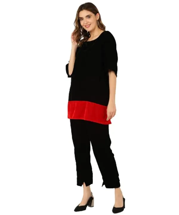 Popuppatka_Women/Girl'S_Velvet_Track_Suit_Black_Color