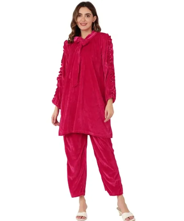 Popuppatka_Women/Girl'S_Velvet_Track_Suit_Pink_Color