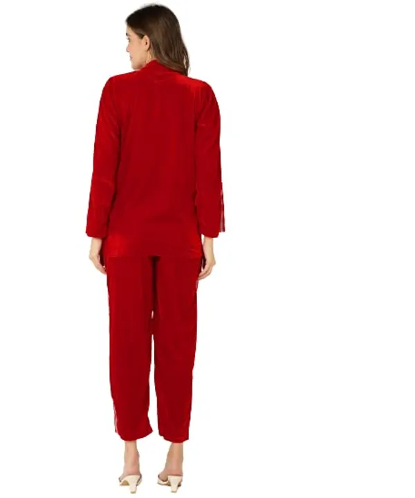 Popuppatka_Women/Girl'S_Velvet_Track_Suit_Red_Color