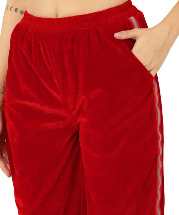 Popuppatka_Women/Girl'S_Velvet_Track_Suit_Red_Color