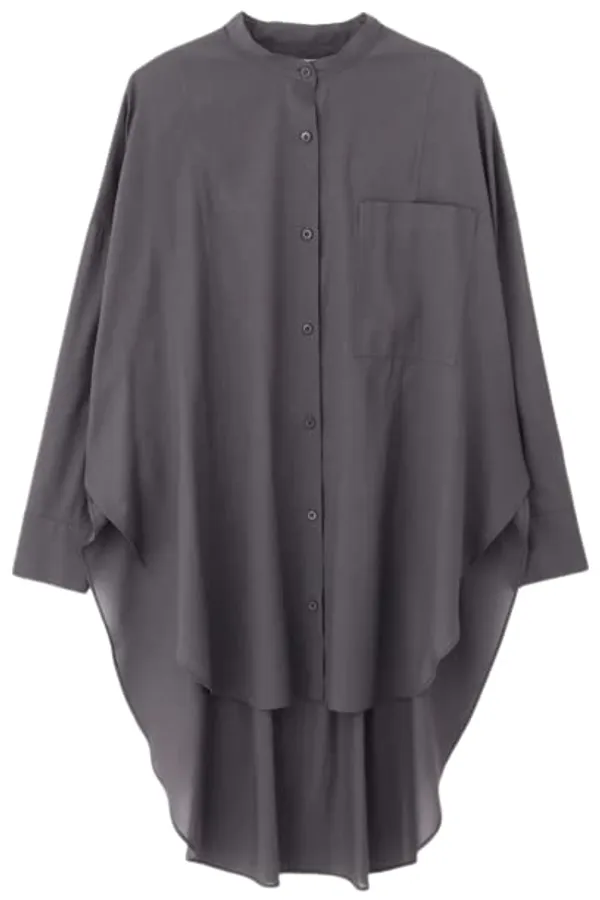 Popuppatka_Women_And_Girl_Casual_3/4_Sleeve_Shirt_(Grey)