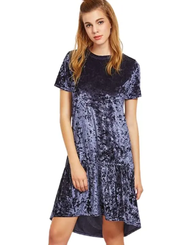 Popuppatka_Women'S_Grey_Velvet_Long_Dress_For_Women/Girl