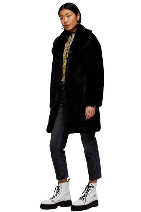 Popuppatka_Women'S_Long_Sleeve_Fluffy_Fur_Warm_Coat_Black