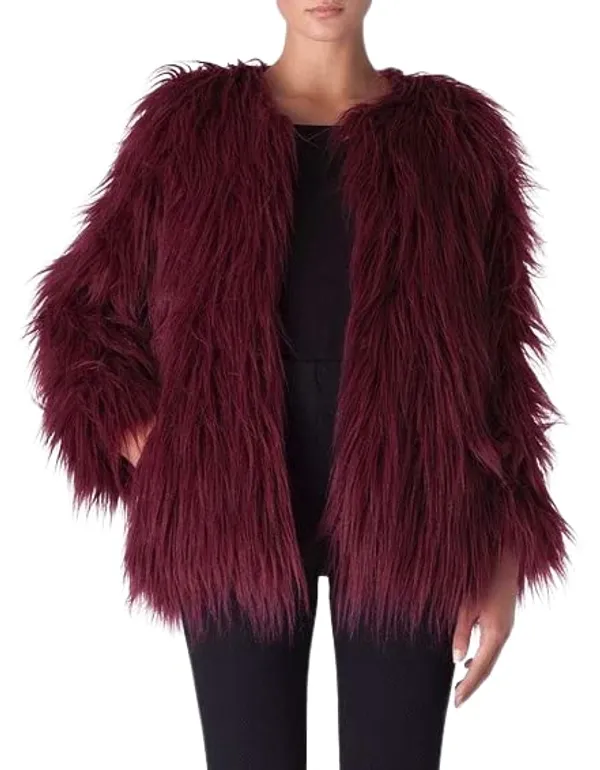 Popuppatka_Women'S_Long_Sleeve_Fluffy_Fur_Warm_Coat_Maroon