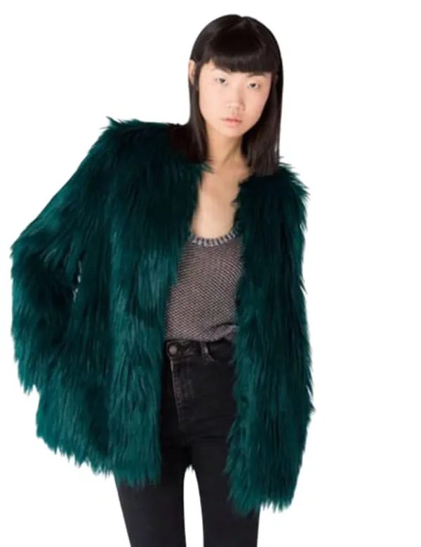 Popuppatka_Women'S_Long_Sleeve_Fluffy_Fur_Warm_Coat_Teal_Blue