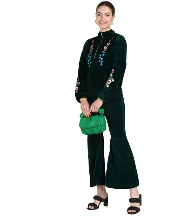 Popuppatka_Womens_Satin_Pleating_Track_Suit_Green