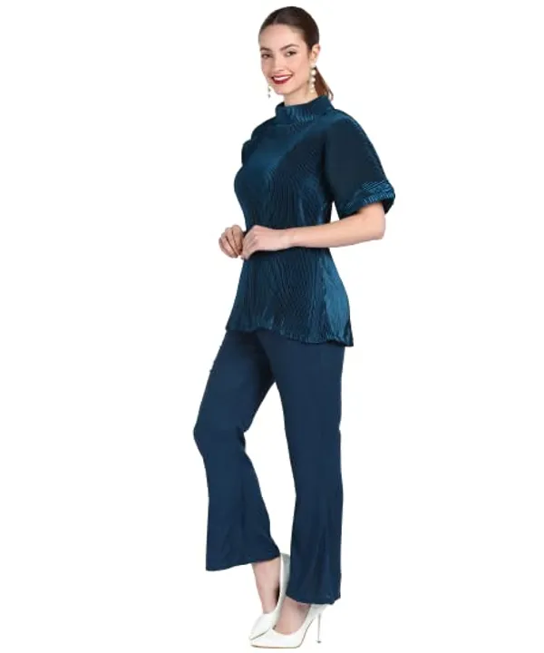 Popuppatka_Womens_Satin_Pleating_Track_Suit_Teal_Blue