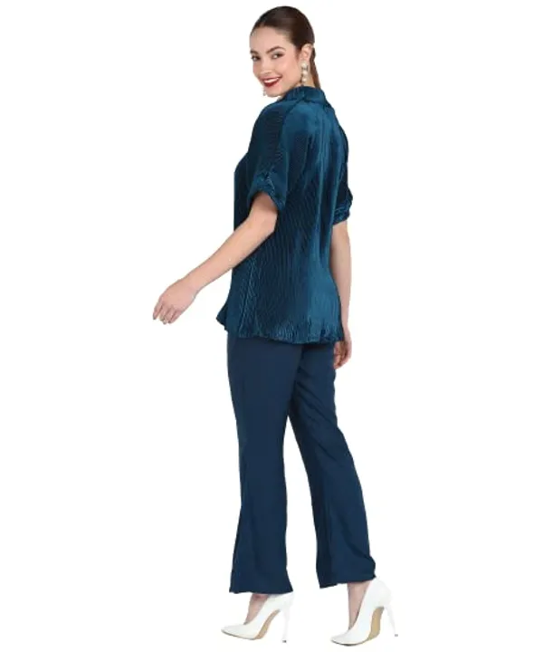 Popuppatka_Womens_Satin_Pleating_Track_Suit_Teal_Blue