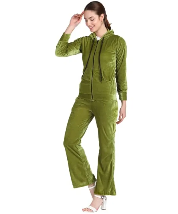 Popuppatka_Womens_Velvet_Track_Suit_Green