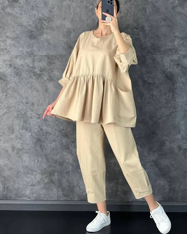 New_Summer_wear_cotton_lenin_co-ord_set