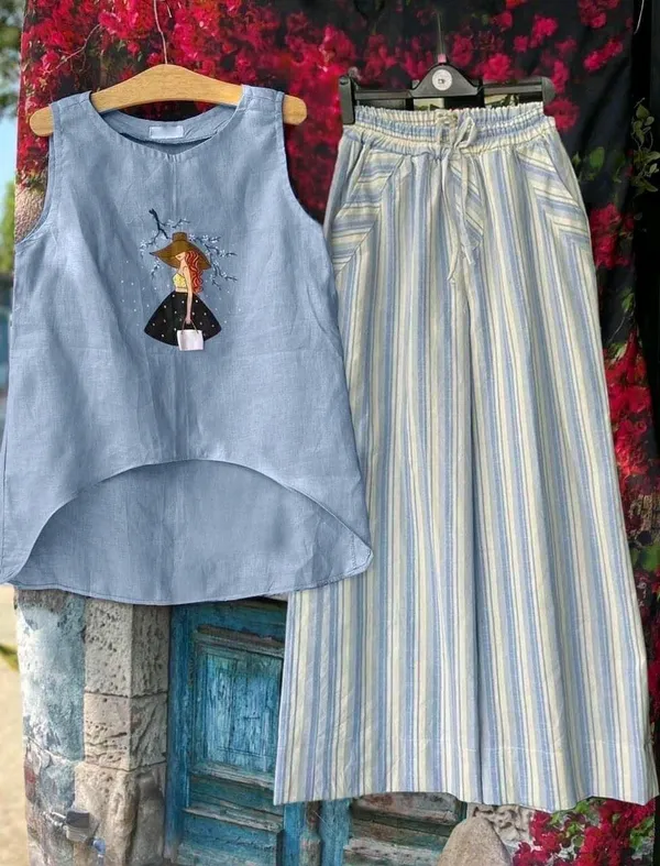 New_Summer_wear_cotton_lenin_co-ord_set
