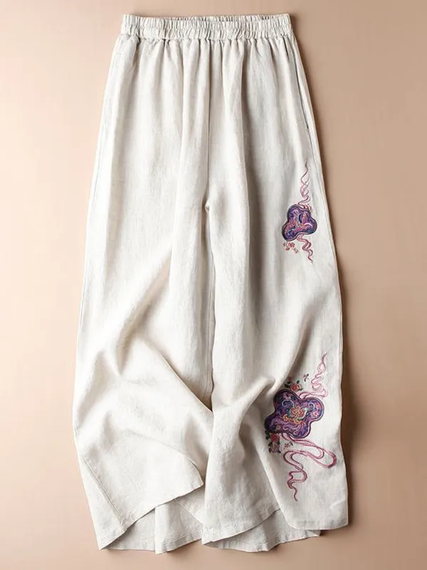 Best_seller_summer_embroidery_pure_cotton_pants
