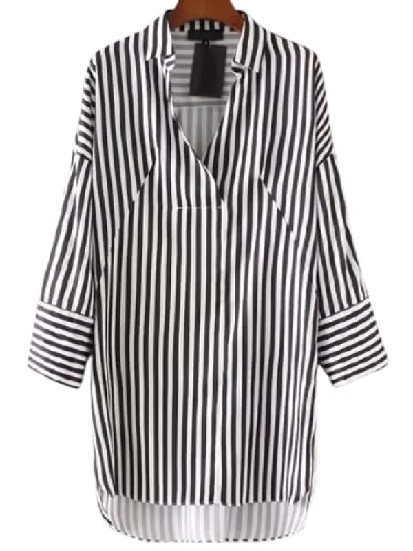 Women'S_Cotton_Black_Strip_Tunic_|_Black/White