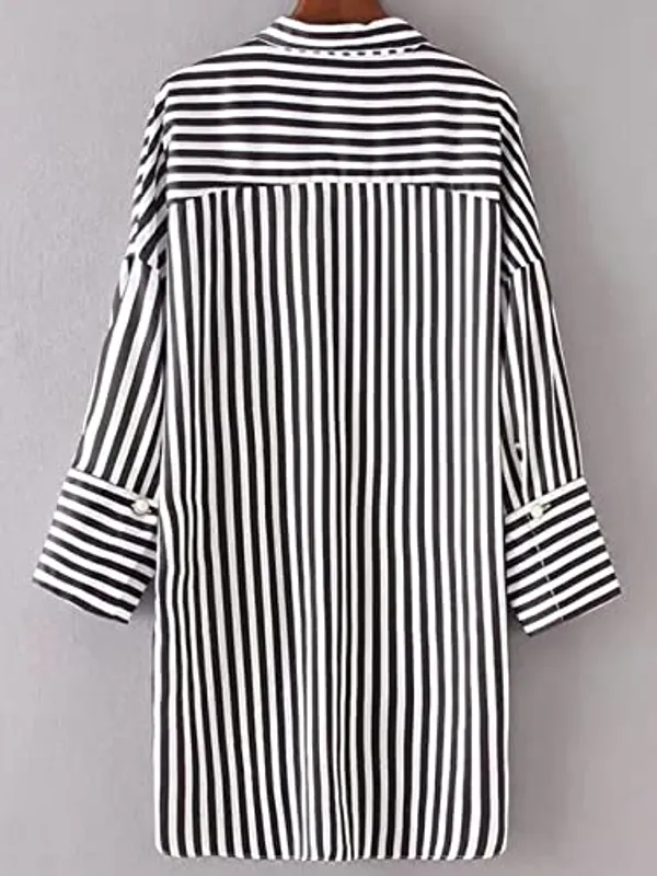 Women'S_Cotton_Black_Strip_Tunic_|_Black/White