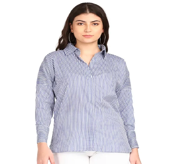 Women'S_Cotton_Blue_Strip_Tunic_|_Blue