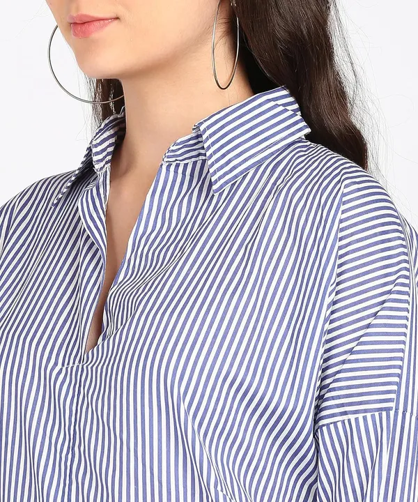 Women'S_Cotton_Blue_Strip_Tunic_|_Blue