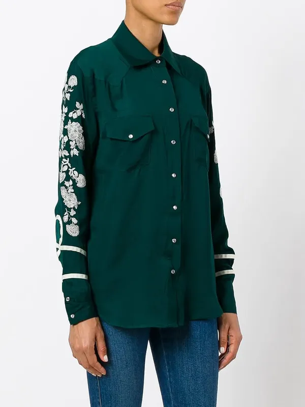 Women'S_Cotton_Bottle_Green_Thread_Embroidery_Shirt