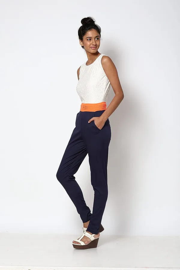 Women'S_Cotton_Lycra_White/Blue_Jumpsuits