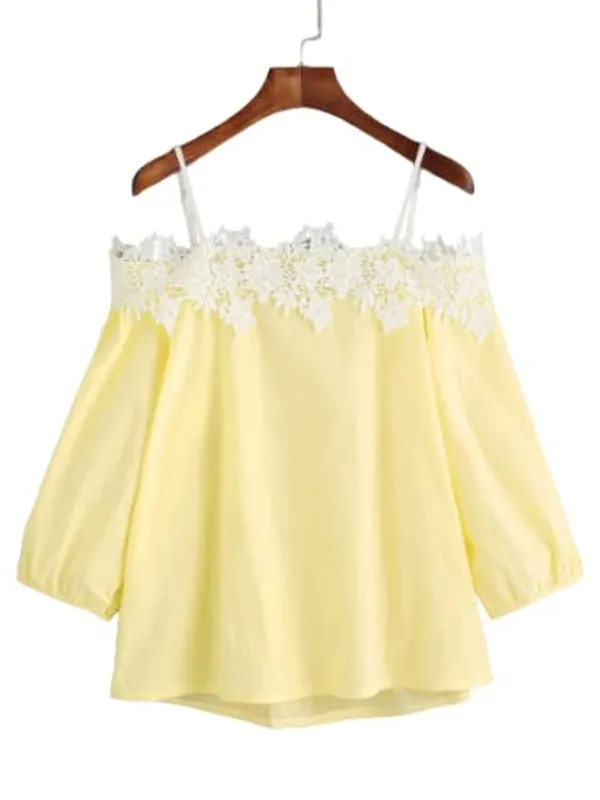 Women'S_Cotton_Yellow_Lace_Top