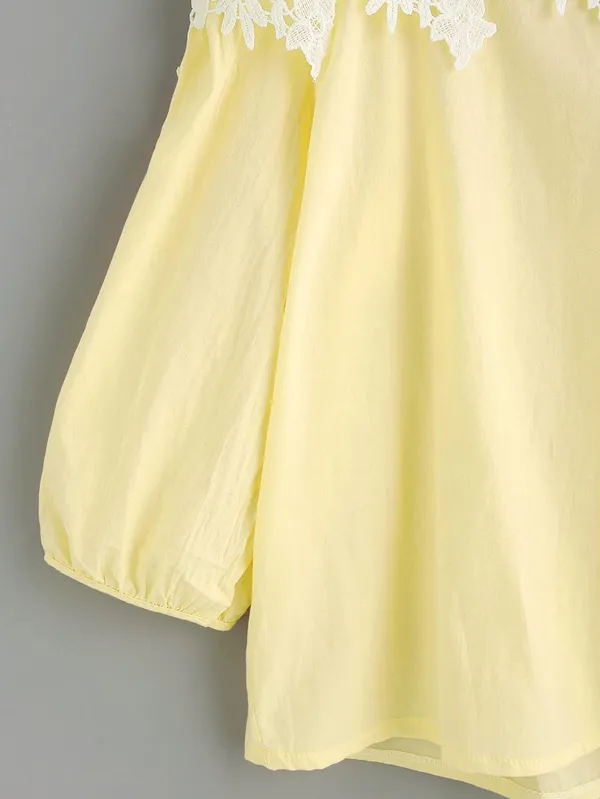 Women'S_Cotton_Yellow_Lace_Top
