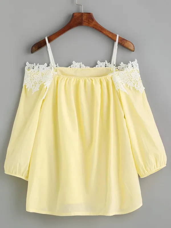 Women'S_Cotton_Yellow_Lace_Top