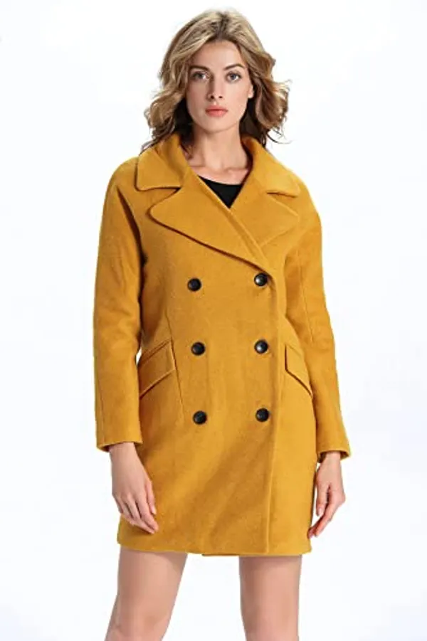 Women'S_Woolen_Yellow_Overlap_Coat