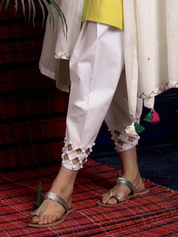 White_Embroidery_Patch_Pant_For_Women