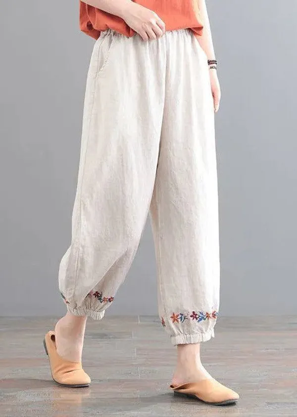 Best_seller_summer_embroidery_pure_cotton_pants