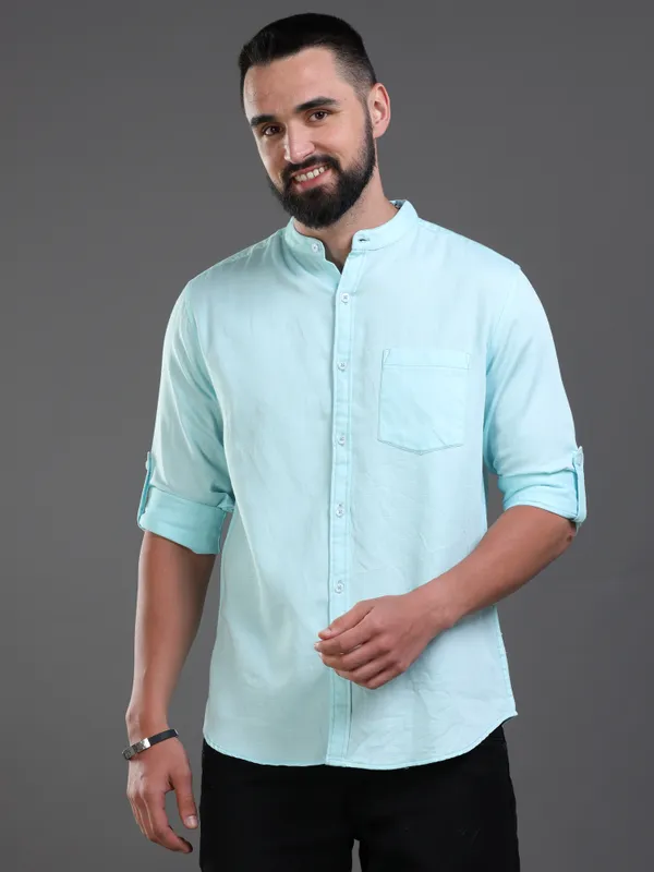 Blue_Color_Premium_Mens_Cotton_Poplin_Plain_Shirt