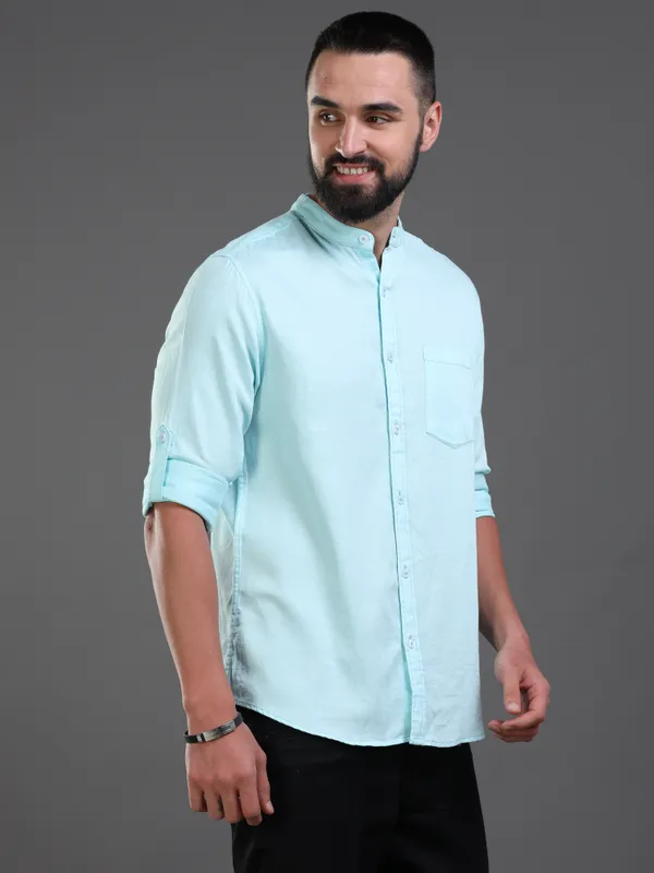 Blue_Color_Premium_Mens_Cotton_Poplin_Plain_Shirt