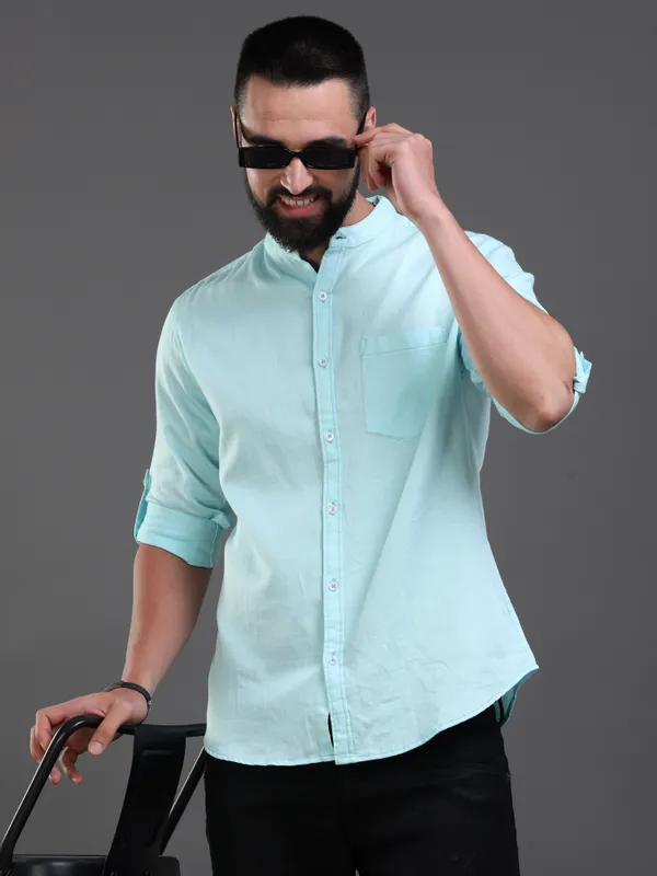 Blue_Color_Premium_Mens_Cotton_Poplin_Plain_Shirt