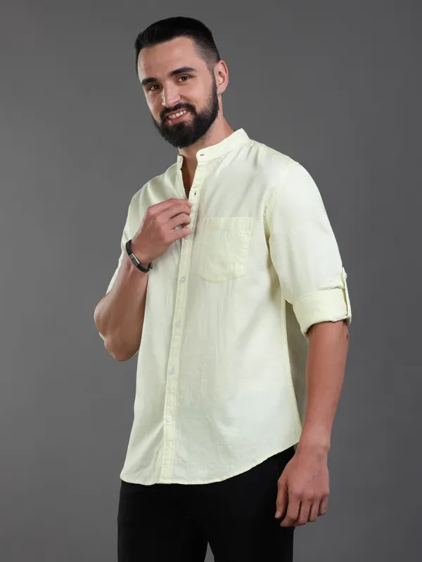 Premium_Mens_Slub_Cotton_Plain_Shirt_(Yellow)