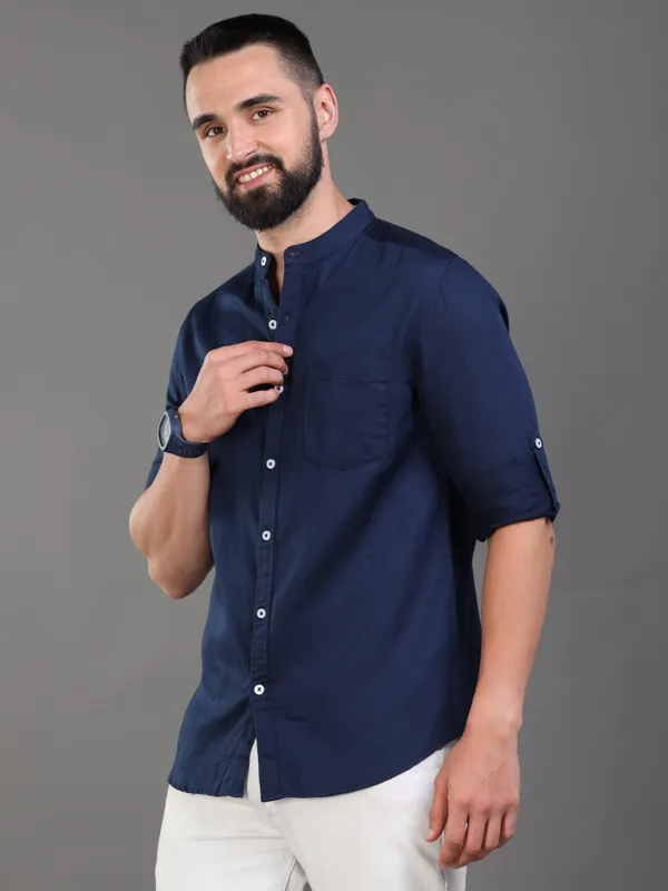 Navy_Blue_Color_Premium_Mens_Cotton_Poplin_Plain_Shirt