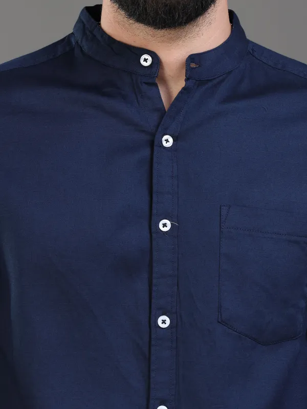 Navy_Blue_Color_Premium_Mens_Cotton_Poplin_Plain_Shirt