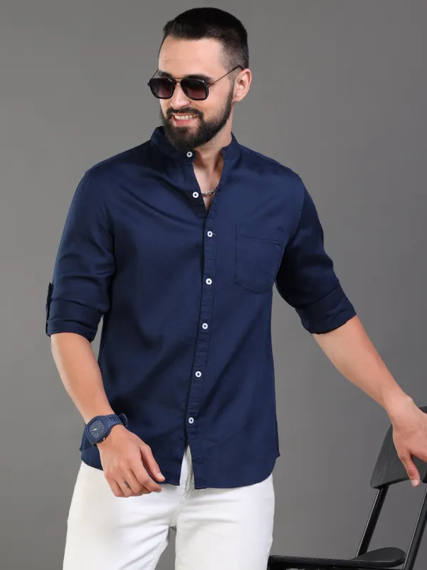 Navy_Blue_Color_Premium_Mens_Cotton_Poplin_Plain_Shirt
