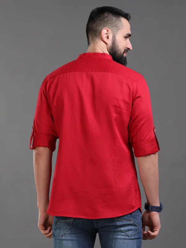 Premium_Mens_Slub_Cotton_Plain_Shirt_(Maroon)