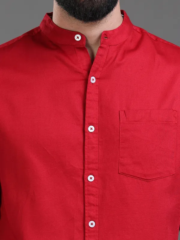 Premium_Mens_Slub_Cotton_Plain_Shirt_(Maroon)