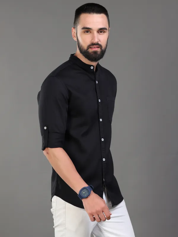 Premium_Mens_Slub_Cotton_Plain_Shirt_(Black)