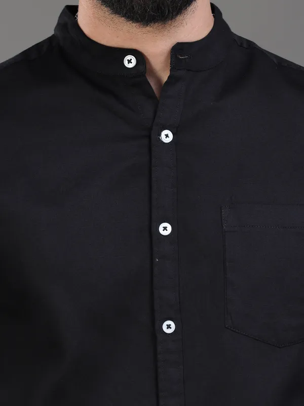 Premium_Mens_Slub_Cotton_Plain_Shirt_(Black)