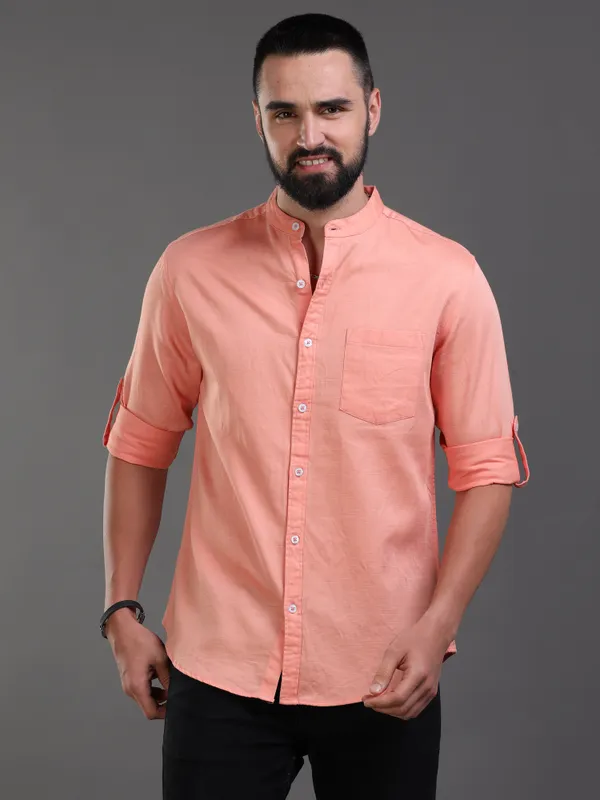 Premium_Mens_Slub_Cotton_Plain_Shirt_(Orange)