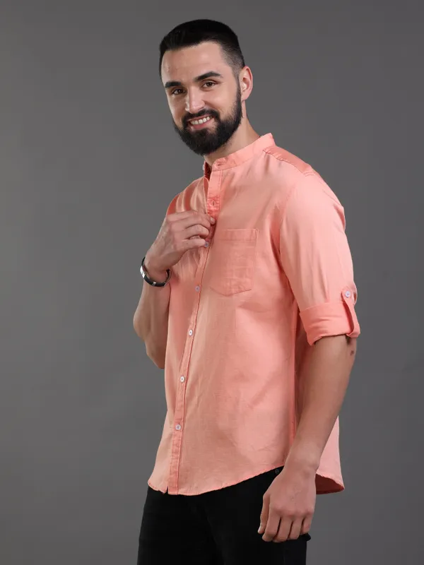 Premium_Mens_Slub_Cotton_Plain_Shirt_(Orange)