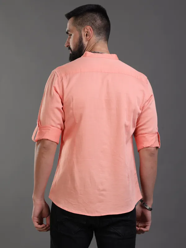Premium_Mens_Slub_Cotton_Plain_Shirt_(Orange)