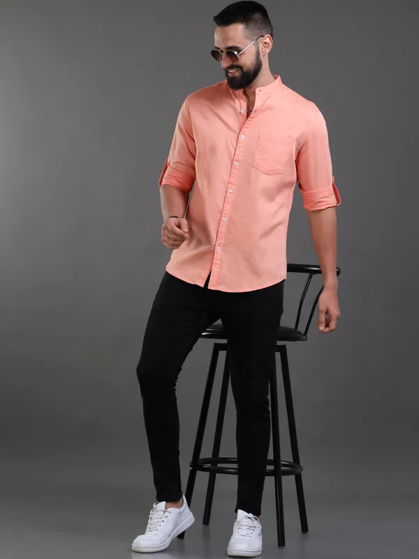 Premium_Mens_Slub_Cotton_Plain_Shirt_(Orange)