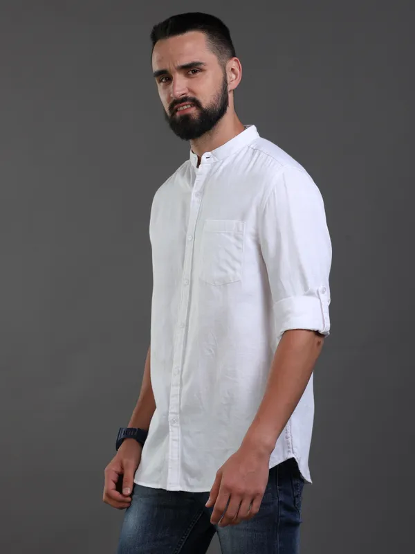 White_Color_Premium_Mens_Cotton_Poplin_Plain_Shirt