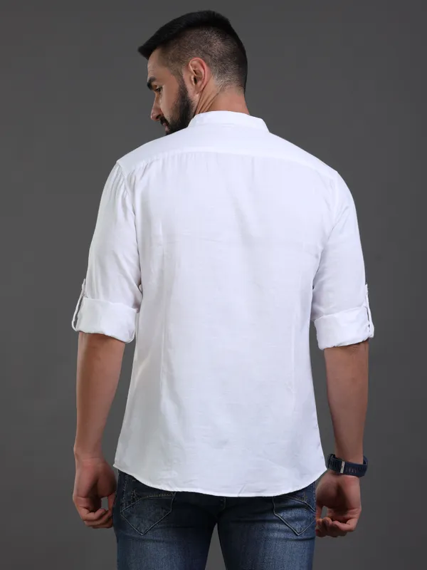 White_Color_Premium_Mens_Cotton_Poplin_Plain_Shirt