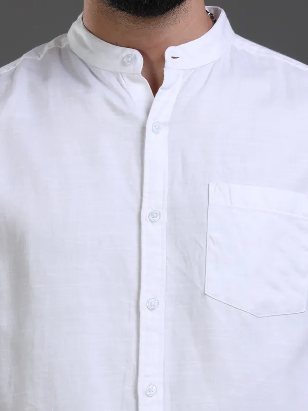 White_Color_Premium_Mens_Cotton_Poplin_Plain_Shirt