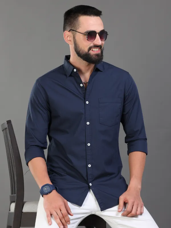 Navy_Blue_Color_Premium_Mens_Cotton_Poplin_Plain_Shirt