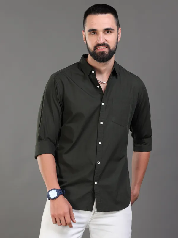 Premium_Mens_Cotton_Poplin_Shirt_Plain_(Olive)