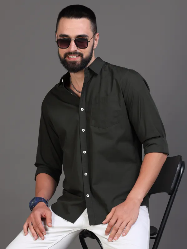 Premium_Mens_Cotton_Poplin_Shirt_Plain_(Olive)