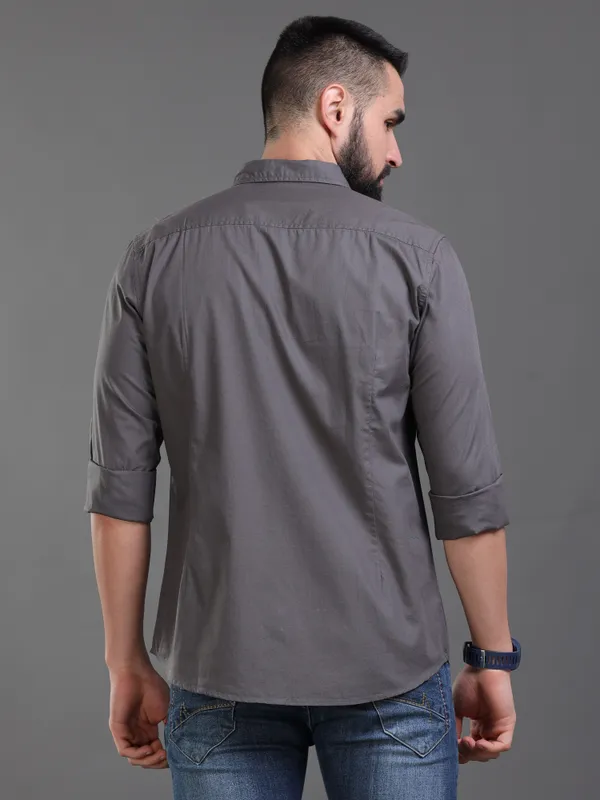 Grey_Color_Premium_Mens_Cotton_Poplin_Plain_Shirt